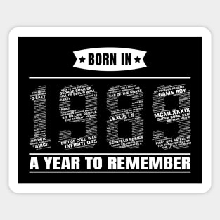 1989 Birth Year Events | Gift for 30th Birthday Sticker